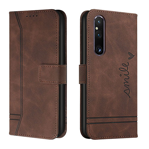 Handytasche Stand Schutzhülle Flip Leder Hülle H01X für Sony Xperia 1 V Braun