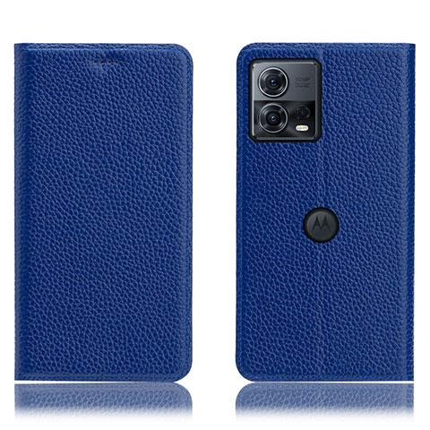 Handytasche Stand Schutzhülle Flip Leder Hülle H02P für Motorola Moto Edge 30 Fusion 5G Blau