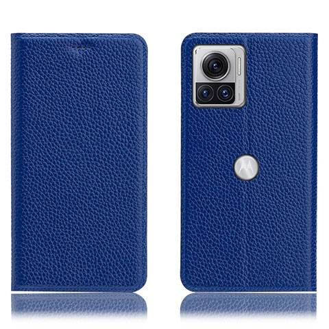 Handytasche Stand Schutzhülle Flip Leder Hülle H02P für Motorola Moto Edge 30 Ultra 5G Blau