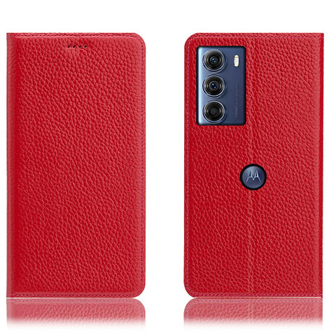 Handytasche Stand Schutzhülle Flip Leder Hülle H02P für Motorola Moto G200 5G Rot