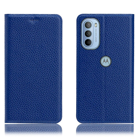 Handytasche Stand Schutzhülle Flip Leder Hülle H02P für Motorola Moto G31 Blau