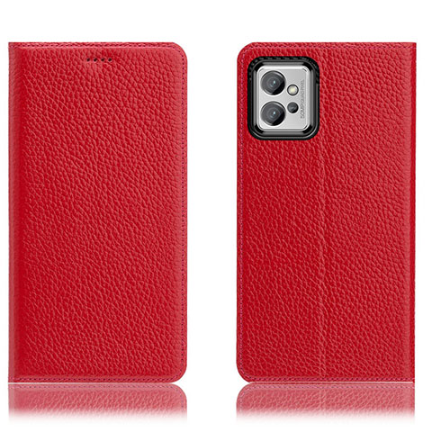 Handytasche Stand Schutzhülle Flip Leder Hülle H02P für Motorola Moto G32 Rot