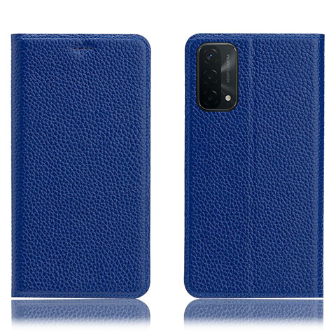 Handytasche Stand Schutzhülle Flip Leder Hülle H02P für Oppo A54 5G Blau