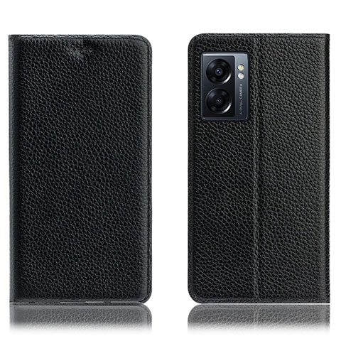 Handytasche Stand Schutzhülle Flip Leder Hülle H02P für Oppo A56S 5G Schwarz