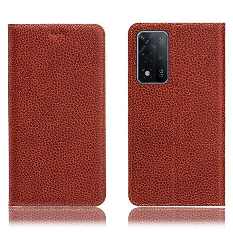 Handytasche Stand Schutzhülle Flip Leder Hülle H02P für Oppo A93s 5G Braun