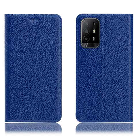 Handytasche Stand Schutzhülle Flip Leder Hülle H02P für Oppo F19 Pro+ Plus 5G Blau