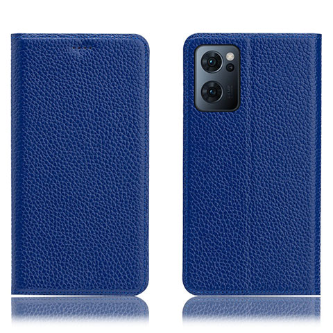 Handytasche Stand Schutzhülle Flip Leder Hülle H02P für Oppo Find X5 Lite 5G Blau