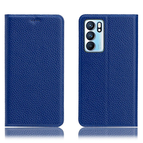 Handytasche Stand Schutzhülle Flip Leder Hülle H02P für Oppo Reno6 5G Blau