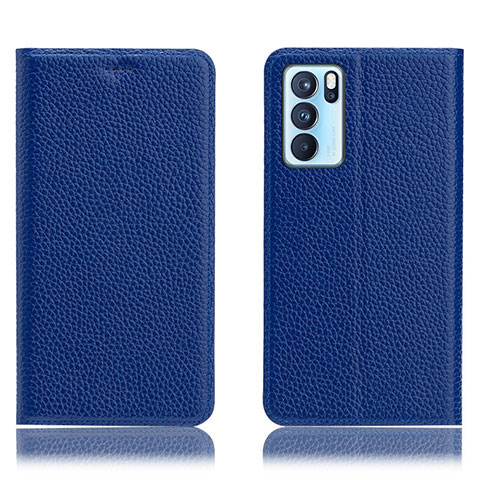 Handytasche Stand Schutzhülle Flip Leder Hülle H02P für Oppo Reno6 Pro 5G India Blau