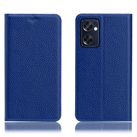 Handytasche Stand Schutzhülle Flip Leder Hülle H02P für Oppo Reno7 SE 5G Blau