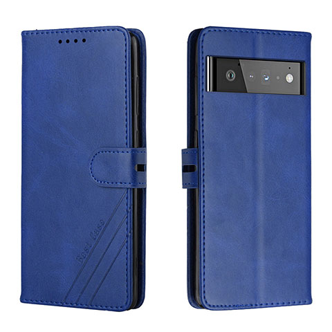 Handytasche Stand Schutzhülle Flip Leder Hülle H02X für Google Pixel 6 5G Blau