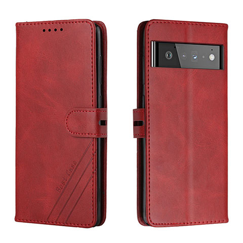 Handytasche Stand Schutzhülle Flip Leder Hülle H02X für Google Pixel 6 5G Rot