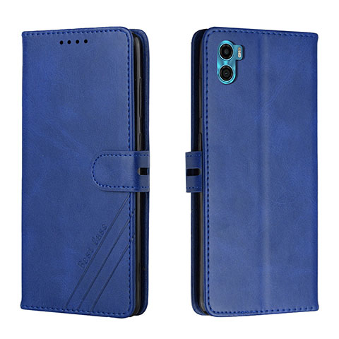 Handytasche Stand Schutzhülle Flip Leder Hülle H02X für Motorola Moto E22S Blau