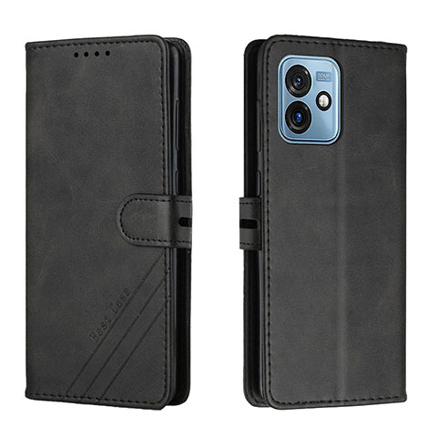 Handytasche Stand Schutzhülle Flip Leder Hülle H02X für Motorola Moto G 5G (2023) Schwarz