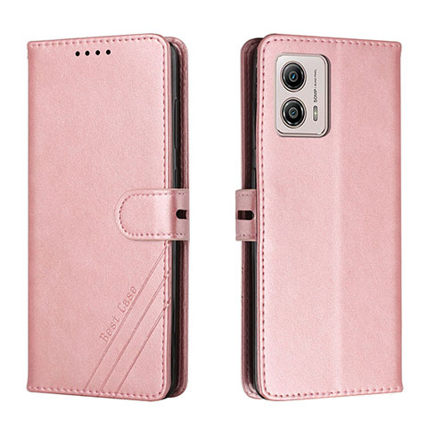 Handytasche Stand Schutzhülle Flip Leder Hülle H02X für Motorola Moto G53 5G Rosegold