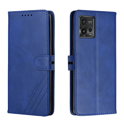 Handytasche Stand Schutzhülle Flip Leder Hülle H02X für Motorola Moto G72 Blau