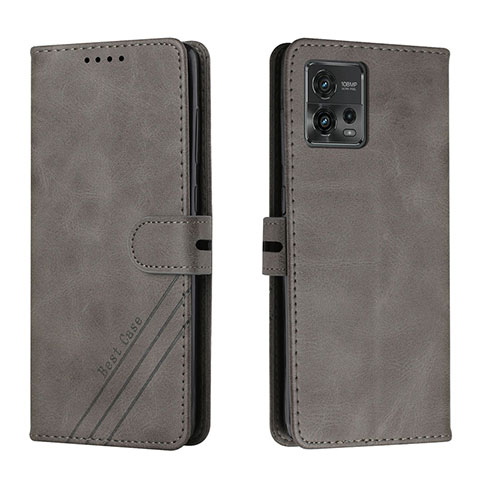 Handytasche Stand Schutzhülle Flip Leder Hülle H02X für Motorola Moto G72 Grau