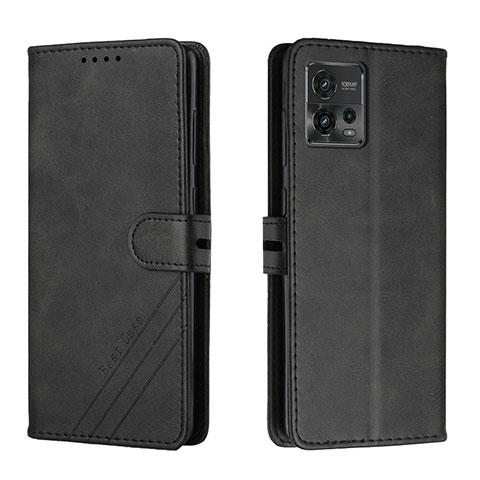 Handytasche Stand Schutzhülle Flip Leder Hülle H02X für Motorola Moto G72 Schwarz