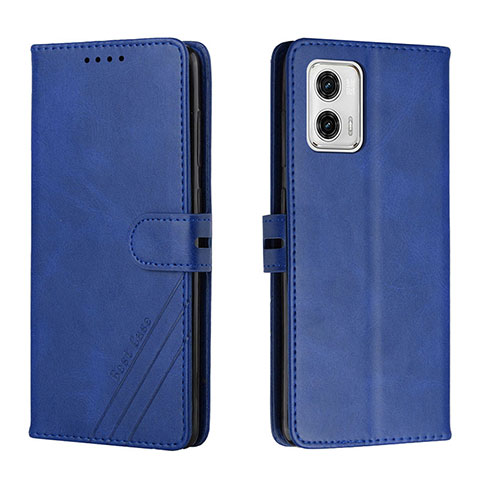 Handytasche Stand Schutzhülle Flip Leder Hülle H02X für Motorola Moto G73 5G Blau