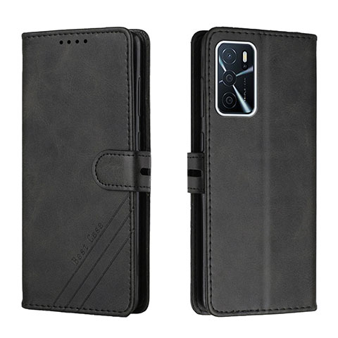 Handytasche Stand Schutzhülle Flip Leder Hülle H02X für Oppo A53s 5G Schwarz