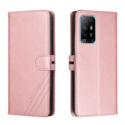 Handytasche Stand Schutzhülle Flip Leder Hülle H02X für Oppo F19 Pro+ Plus 5G Rosegold