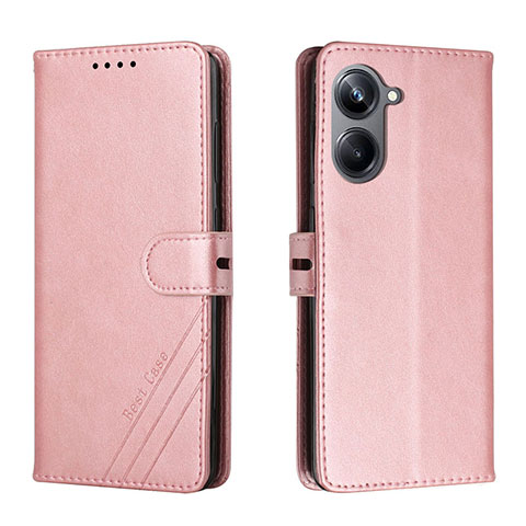 Handytasche Stand Schutzhülle Flip Leder Hülle H02X für Realme 10 Pro 5G Rosegold