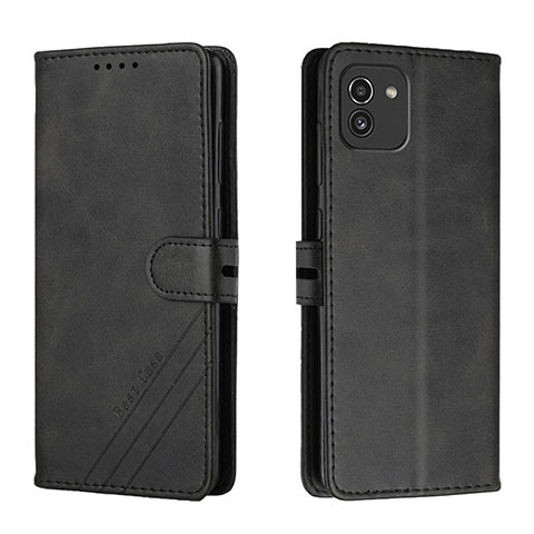 Handytasche Stand Schutzhülle Flip Leder Hülle H02X für Samsung Galaxy A03 Schwarz