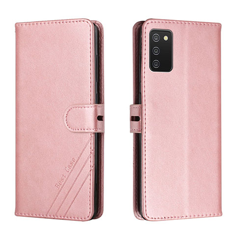 Handytasche Stand Schutzhülle Flip Leder Hülle H02X für Samsung Galaxy A03s Rosegold