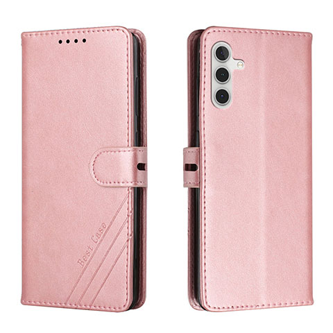 Handytasche Stand Schutzhülle Flip Leder Hülle H02X für Samsung Galaxy A04s Rosegold