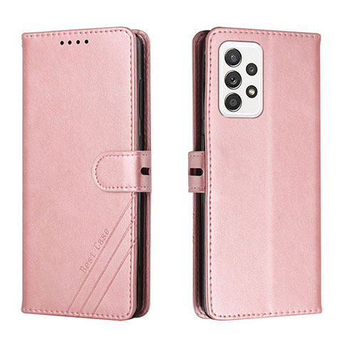 Handytasche Stand Schutzhülle Flip Leder Hülle H02X für Samsung Galaxy A53 5G Rosegold