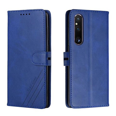 Handytasche Stand Schutzhülle Flip Leder Hülle H02X für Sony Xperia 1 V Blau