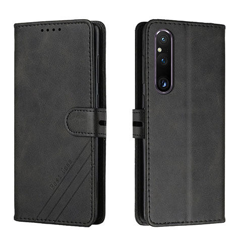 Handytasche Stand Schutzhülle Flip Leder Hülle H02X für Sony Xperia 1 V Schwarz