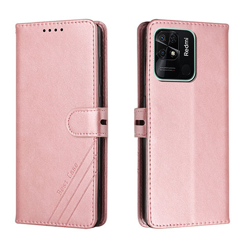 Handytasche Stand Schutzhülle Flip Leder Hülle H02X für Xiaomi Redmi 10 India Rosegold