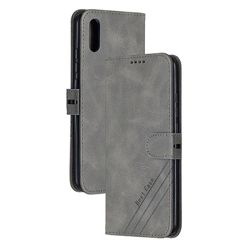 Handytasche Stand Schutzhülle Flip Leder Hülle H02X für Xiaomi Redmi 9AT Grau