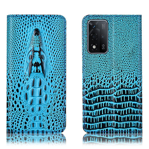 Handytasche Stand Schutzhülle Flip Leder Hülle H03P für Oppo A93s 5G Hellblau