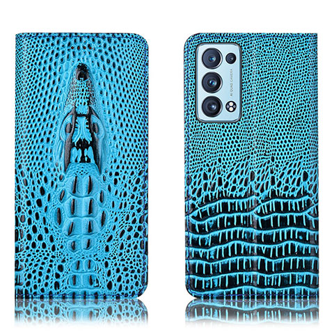 Handytasche Stand Schutzhülle Flip Leder Hülle H03P für Oppo Reno6 Pro 5G Hellblau