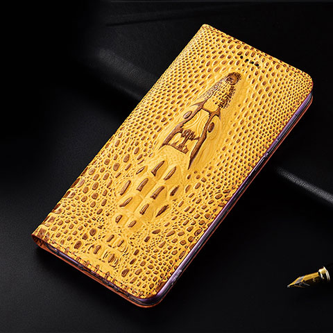 Handytasche Stand Schutzhülle Flip Leder Hülle H03P für Samsung Galaxy A60 Gelb