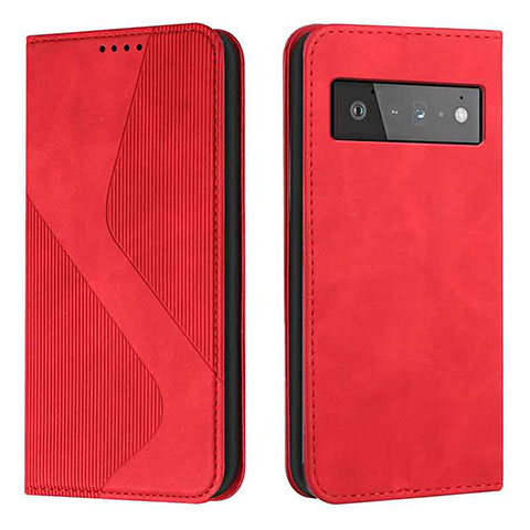 Handytasche Stand Schutzhülle Flip Leder Hülle H03X für Google Pixel 6 5G Rot