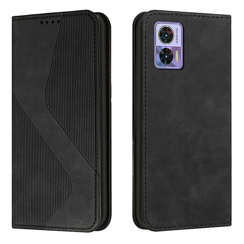 Handytasche Stand Schutzhülle Flip Leder Hülle H03X für Motorola Moto Edge 30 Lite 5G Schwarz