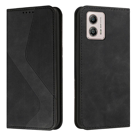 Handytasche Stand Schutzhülle Flip Leder Hülle H03X für Motorola Moto G53 5G Schwarz