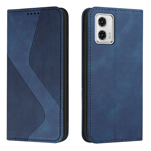 Handytasche Stand Schutzhülle Flip Leder Hülle H03X für Motorola Moto G73 5G Blau