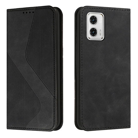 Handytasche Stand Schutzhülle Flip Leder Hülle H03X für Motorola Moto G73 5G Schwarz