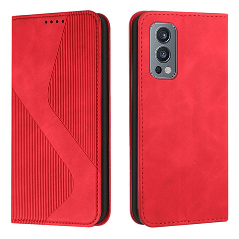 Handytasche Stand Schutzhülle Flip Leder Hülle H03X für OnePlus Nord 2 5G Rot