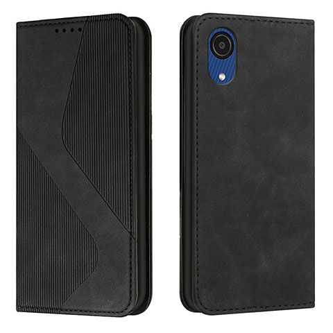 Handytasche Stand Schutzhülle Flip Leder Hülle H03X für Samsung Galaxy A03 Core Schwarz