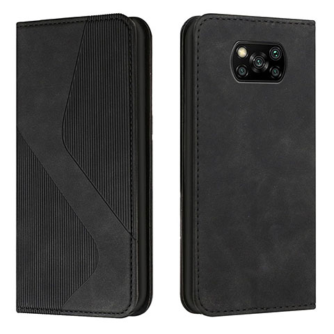 Handytasche Stand Schutzhülle Flip Leder Hülle H03X für Xiaomi Poco X3 NFC Schwarz