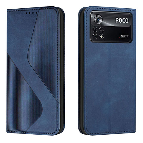 Handytasche Stand Schutzhülle Flip Leder Hülle H03X für Xiaomi Poco X4 Pro 5G Blau