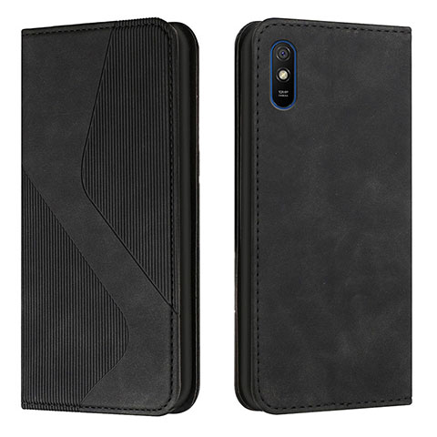 Handytasche Stand Schutzhülle Flip Leder Hülle H03X für Xiaomi Redmi 9AT Schwarz