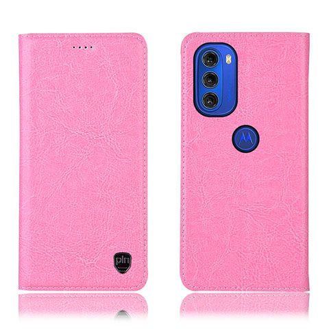 Handytasche Stand Schutzhülle Flip Leder Hülle H04P für Motorola Moto G51 5G Rosa