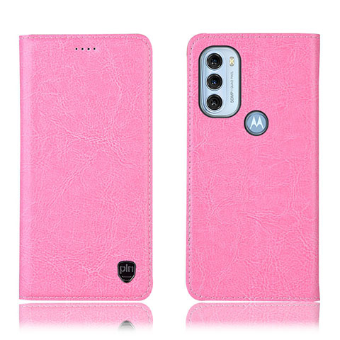 Handytasche Stand Schutzhülle Flip Leder Hülle H04P für Motorola Moto G71 5G Rosa