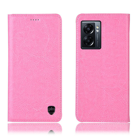 Handytasche Stand Schutzhülle Flip Leder Hülle H04P für Oppo A57 5G Rosa